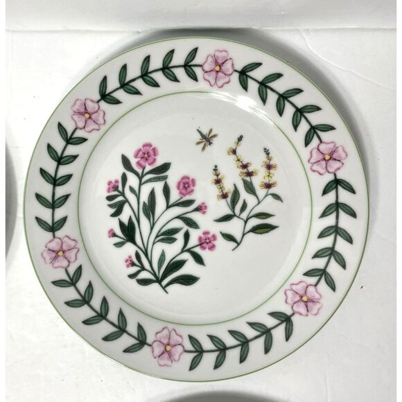 Vintage I. Godinger & Co. Porcelain Salad Dessert Plates Set Of 6 Botanical Drag - Picture 4 of 8